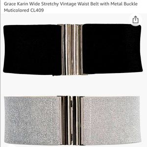 Set of two stretch wide belts with metal clasps. Vintage inspired.